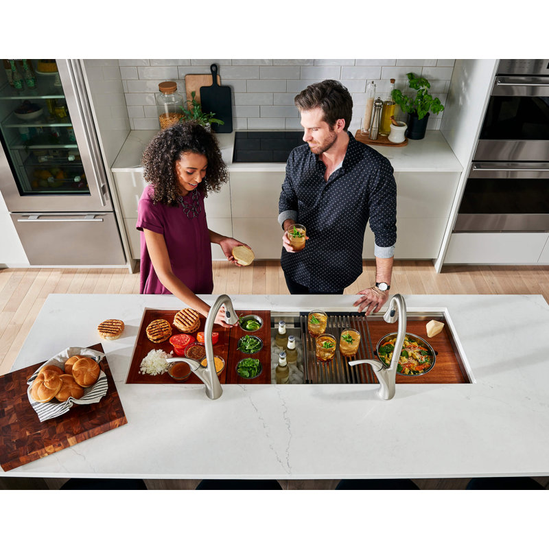 Ruvati 45-inch Workstation Two-Tiered Ledge Kitchen Sink